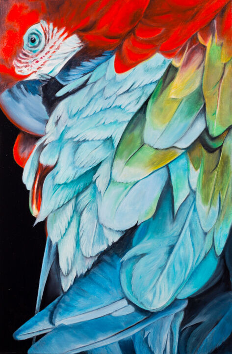 Картина под названием "Parrot" - Svitlana Miku, Подлинное произведение искусства, Масло