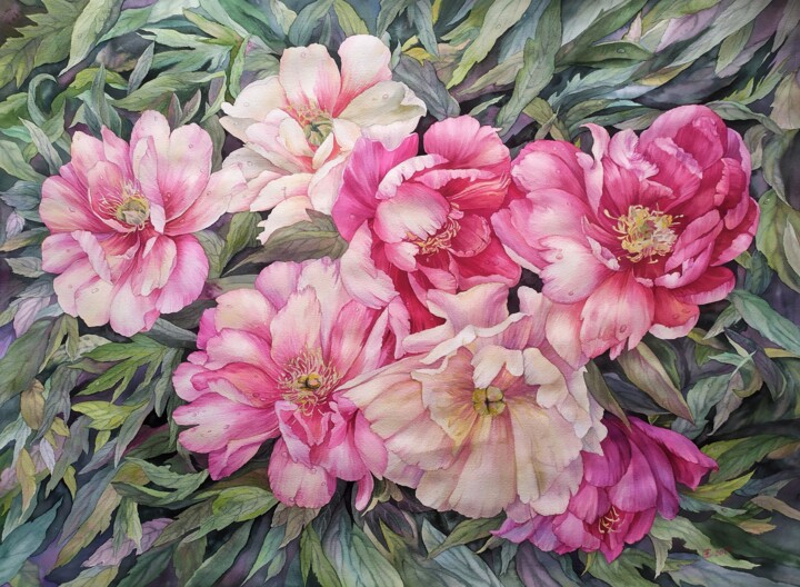 Painting titled "Spring flowers" by Svitlana Oleksandrova, Original Artwork, Watercolor