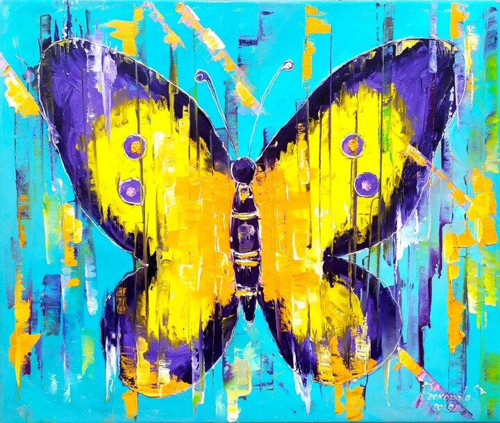 Painting titled "Butterfly Painting…" by Svitlana Prokopalo, Original Artwork, Oil