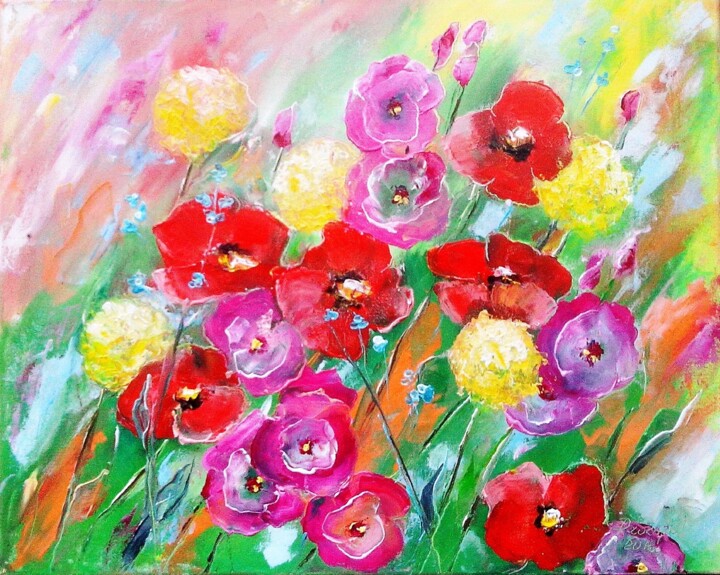 Painting titled "Poppy Painting Dais…" by Svitlana Prokopalo, Original Artwork, Oil