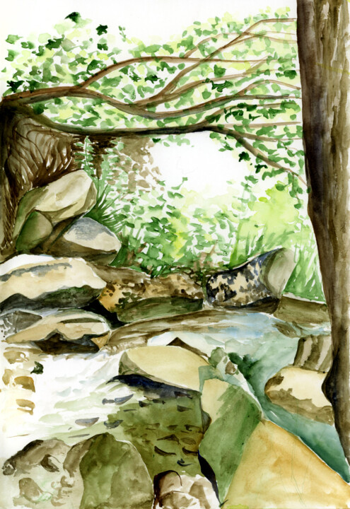 Peinture intitulée "Magic of Carpathians" par Svitlana Tetokina, Œuvre d'art originale, Aquarelle