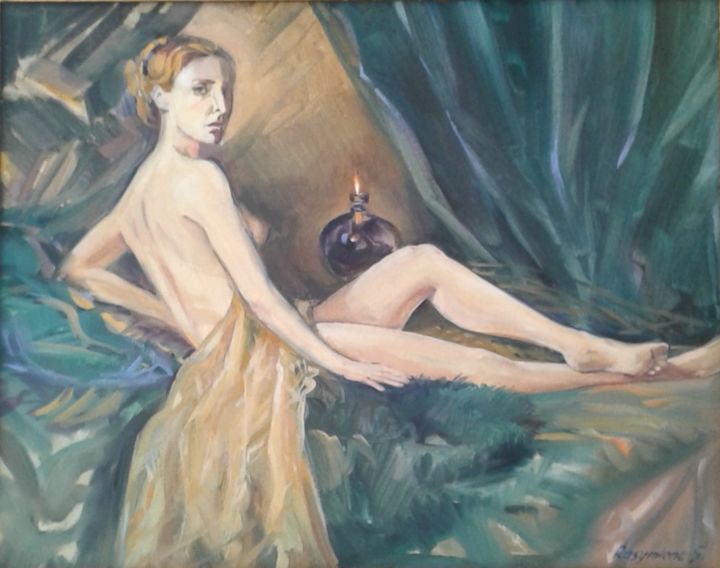 Painting titled "Nu , femme" by Svitlana Rasymiene, Original Artwork, Oil