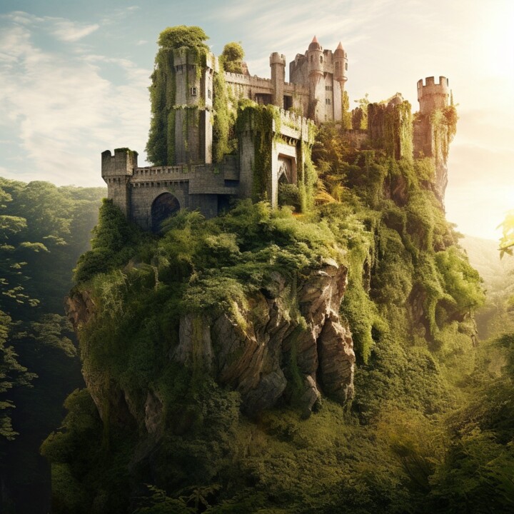 Digital Arts titled "Castle in the wild" by Swannai, Original Artwork, AI generated image