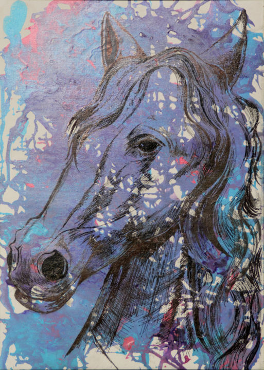 Painting titled "Pastel Pony" by Swendrini Gunasekara, Original Artwork, Acrylic Mounted on Other rigid panel