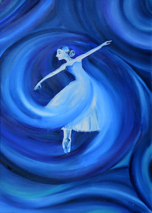 Painting titled "Twirl in a Swirl" by Swendrini Gunasekara, Original Artwork, Oil Mounted on Other rigid panel