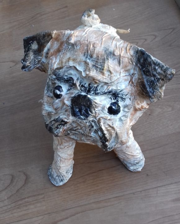 Sculptuur getiteld "Doggie" door Michaela Bartošová, Origineel Kunstwerk, Papier