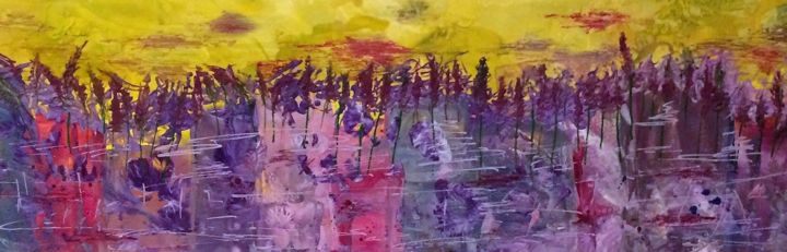 Картина под названием "lavender field (Lev…" - Michaela Bartošová, Подлинное произведение искусства, Энкаустический