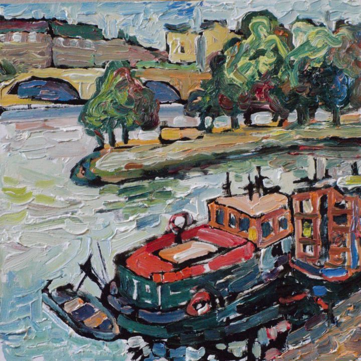 Painting titled "Quai de Conti" by Nicifor Swiristuhin, Original Art, Oil