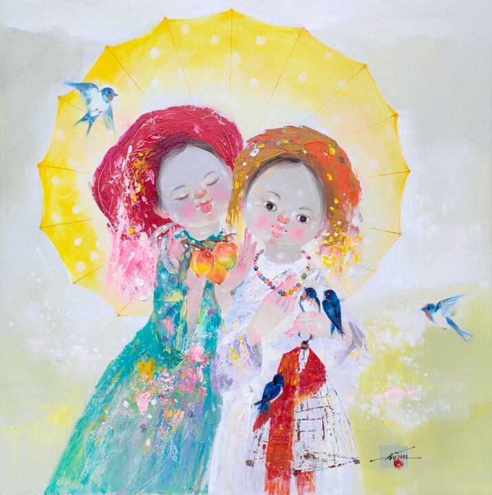 Schilderij getiteld "a Graceful smile 5" door Sỹ Nguyễn Văn, Origineel Kunstwerk, Acryl