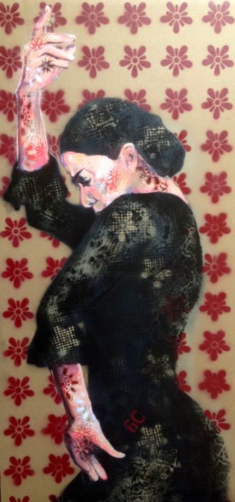绘画 标题为“Flamenco oscuro” 由Sycée, 6c, 原创艺术品, 丙烯