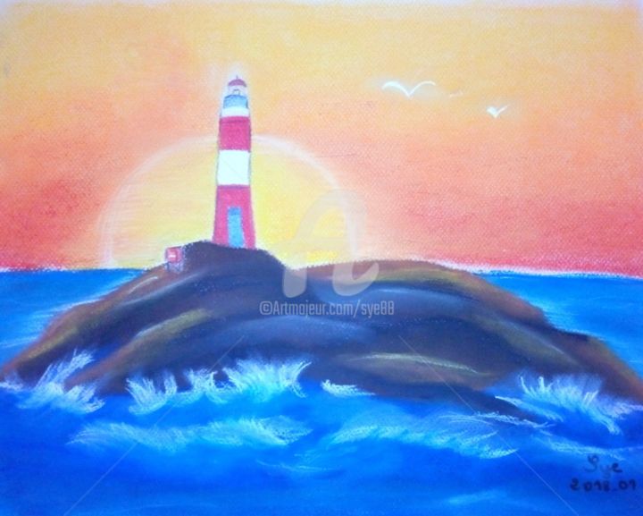 绘画 标题为“2018-01-Le phare du…” 由Sye, 原创艺术品, 粉彩