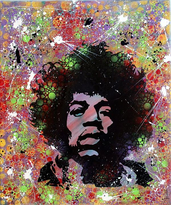 Malarstwo zatytułowany „Jimi Hendrix” autorstwa Aquarellement Votre, Oryginalna praca, Akryl