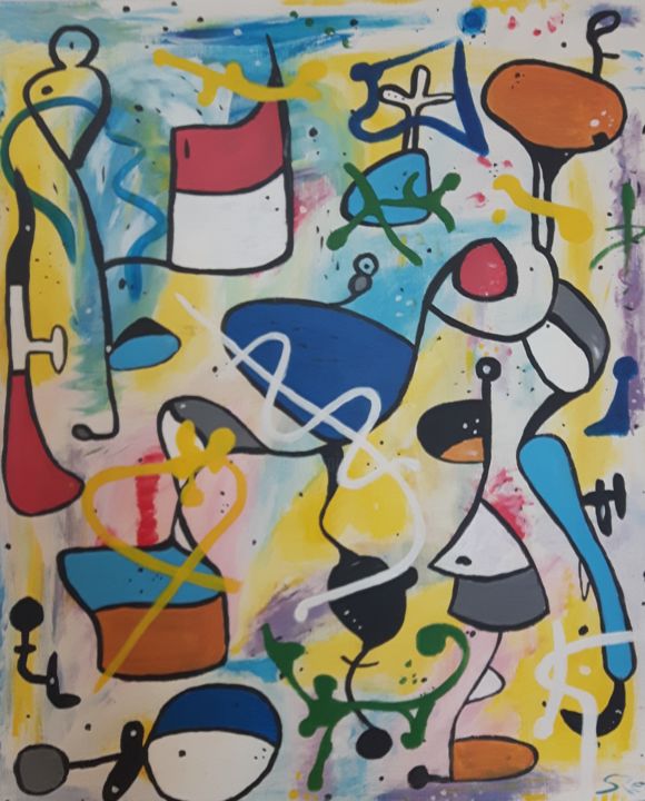 Painting titled "Patchwork" by Sy Re, Original Artwork, Acrylic