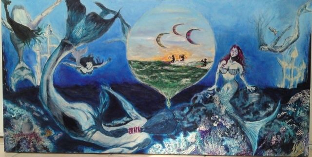 Painting titled "Mermaid's Resort" by Syl, Original Artwork, Other