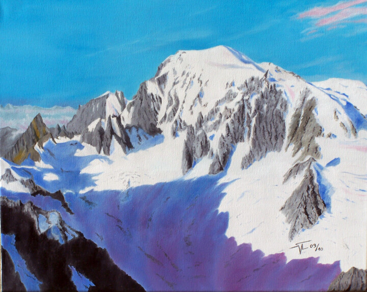 Schilderij getiteld "Mont Blanc" door Sylaim, Origineel Kunstwerk, Olie