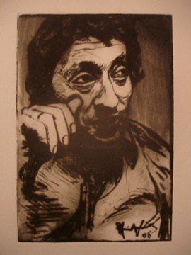 Drawing titled "Gainsbourg" by Syl Brass, Original Artwork