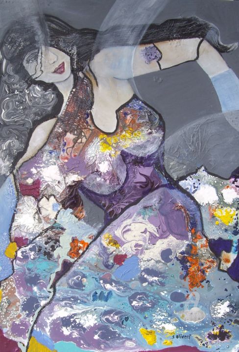 Malerei mit dem Titel "La danseuse 2" von Sylvie Oliveri, Original-Kunstwerk, Acryl