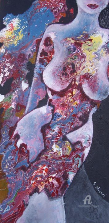 Painting titled "Emergence" by Sylvie Oliveri, Original Artwork, Acrylic