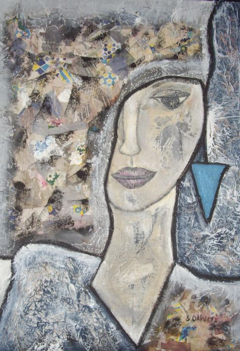 Painting titled "La boucle d'oreille…" by Sylvie Oliveri, Original Artwork, Acrylic