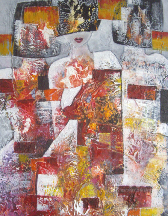 Malarstwo zatytułowany „Défilé au carré” autorstwa Sylvie Oliveri, Oryginalna praca, Akryl
