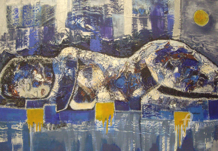 Ζωγραφική με τίτλο "Nuit profonde" από Sylvie Oliveri, Αυθεντικά έργα τέχνης, Ακρυλικό