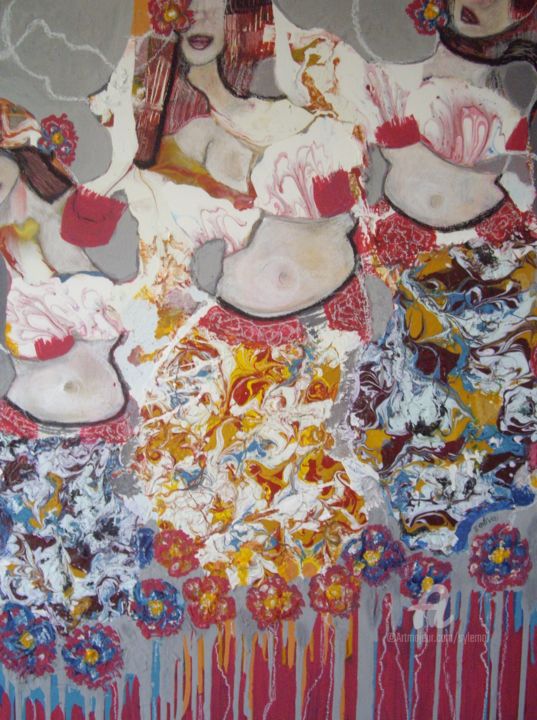 Peinture intitulée "La danse du soleil" par Sylvie Oliveri, Œuvre d'art originale, Acrylique
