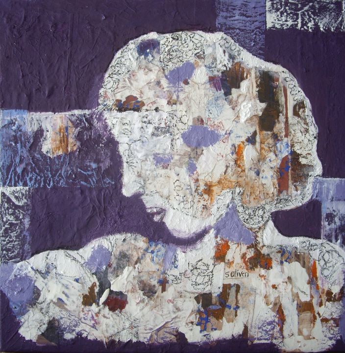 Painting titled "Violette#artistsupp…" by Sylvie Oliveri, Original Artwork, Acrylic Mounted on Wood Stretcher frame