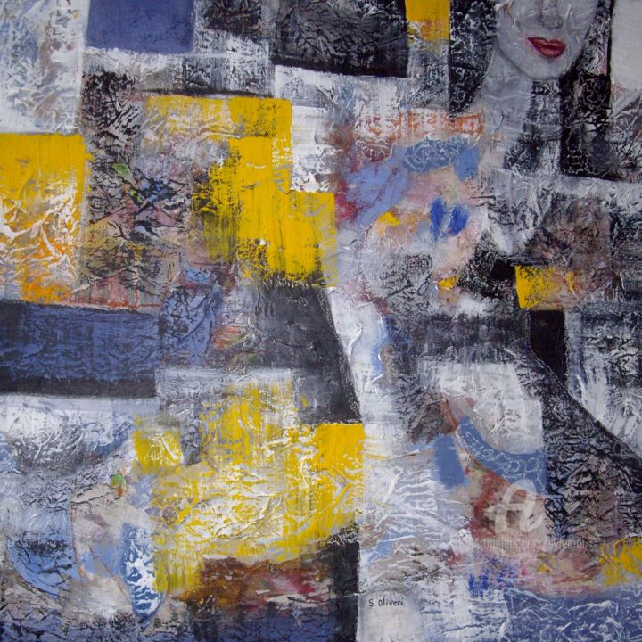 Pintura titulada "Abstraction féminine" por Sylvie Oliveri, Obra de arte original, Acrílico