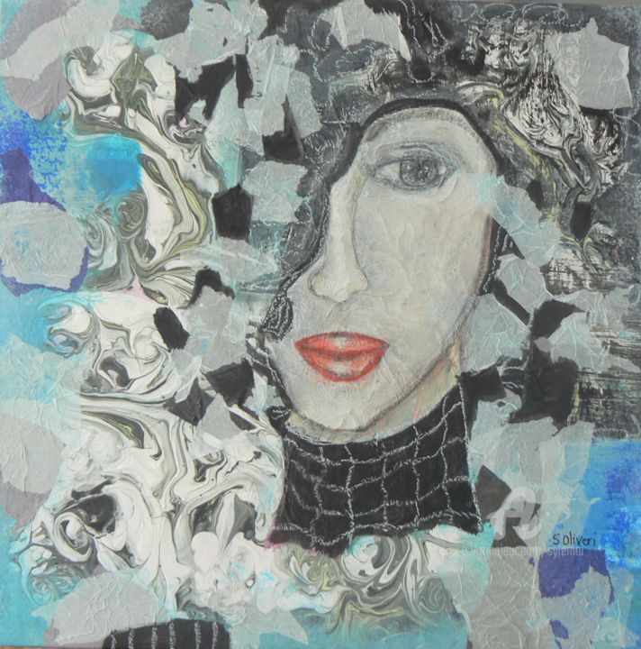 Peinture intitulée "Portrait de femme#a…" par Sylvie Oliveri, Œuvre d'art originale, Acrylique Monté sur Châssis en bois