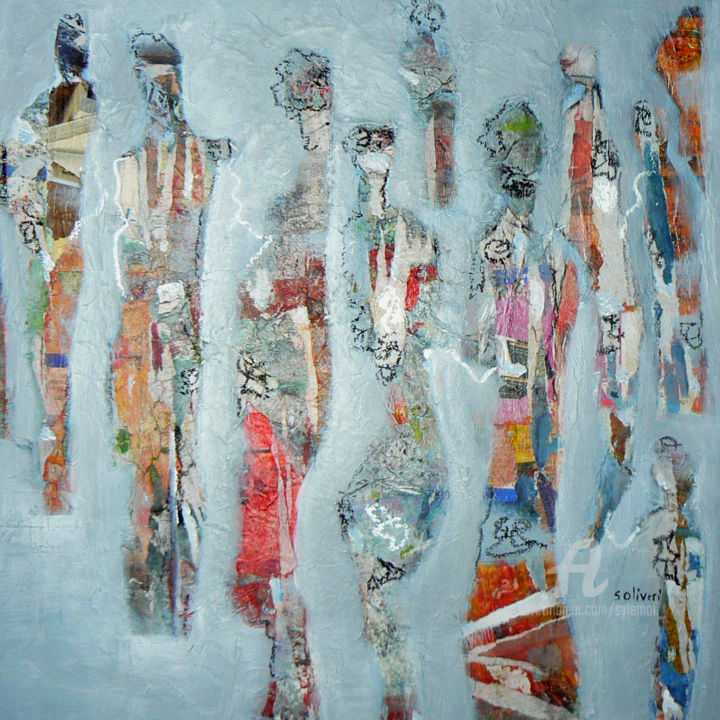 Pittura intitolato "Emportée par la fou…" da Sylvie Oliveri, Opera d'arte originale, Acrilico