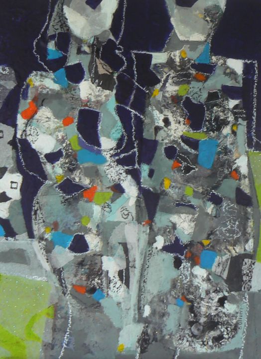 Ζωγραφική με τίτλο "Elle et lui...Accord" από Sylvie Oliveri, Αυθεντικά έργα τέχνης, Ακρυλικό Τοποθετήθηκε στο Ξύλινο φορείο…