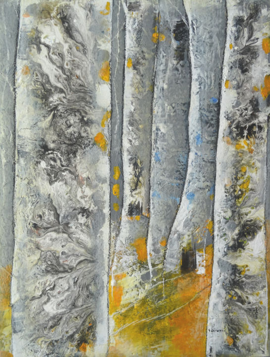 Peinture intitulée "Auprès de mes arbres" par Sylvie Oliveri, Œuvre d'art originale, Acrylique Monté sur Châssis en bois