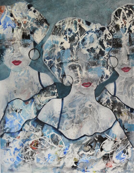 Pittura intitolato "3 femmes" da Sylvie Oliveri, Opera d'arte originale, Acrilico