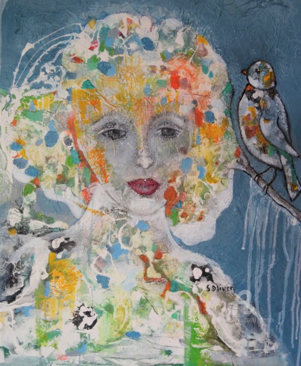 Peinture intitulée "Souvenirs du printe…" par Sylvie Oliveri, Œuvre d'art originale, Acrylique Monté sur Châssis en bois