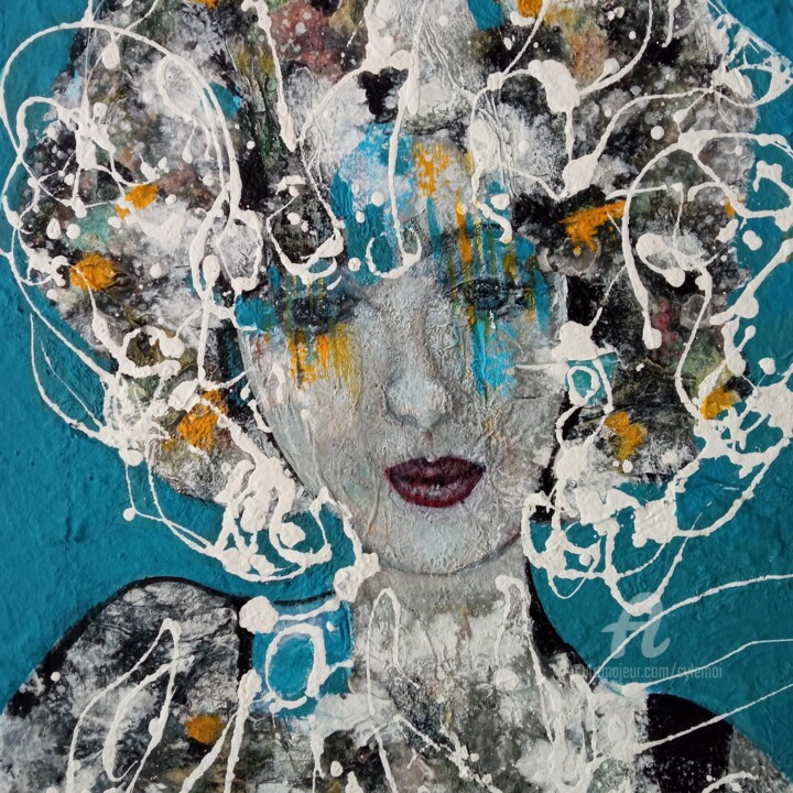 Peinture intitulée "Pensées" par Sylvie Oliveri, Œuvre d'art originale, Acrylique Monté sur Châssis en bois