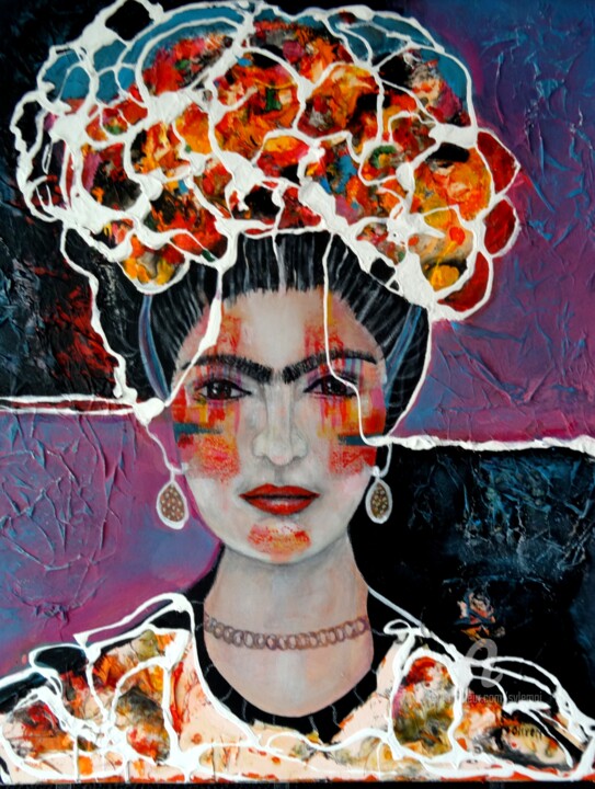Peinture intitulée "Frida" par Sylvie Oliveri, Œuvre d'art originale, Acrylique Monté sur Châssis en bois