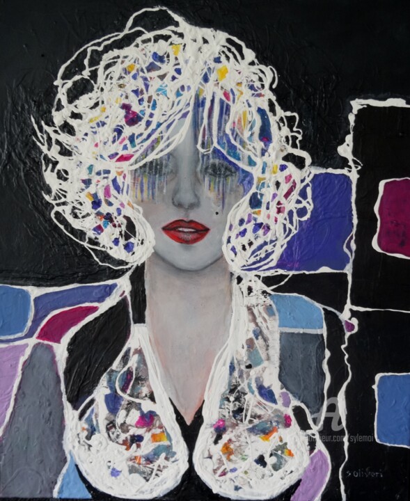 Peinture intitulée "Icône: Version Mari…" par Sylvie Oliveri, Œuvre d'art originale, Acrylique