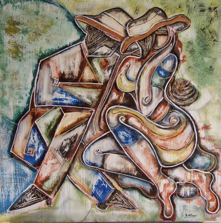 Pintura intitulada "En campagne" por Sylvie Oliveri, Obras de arte originais, Acrílico