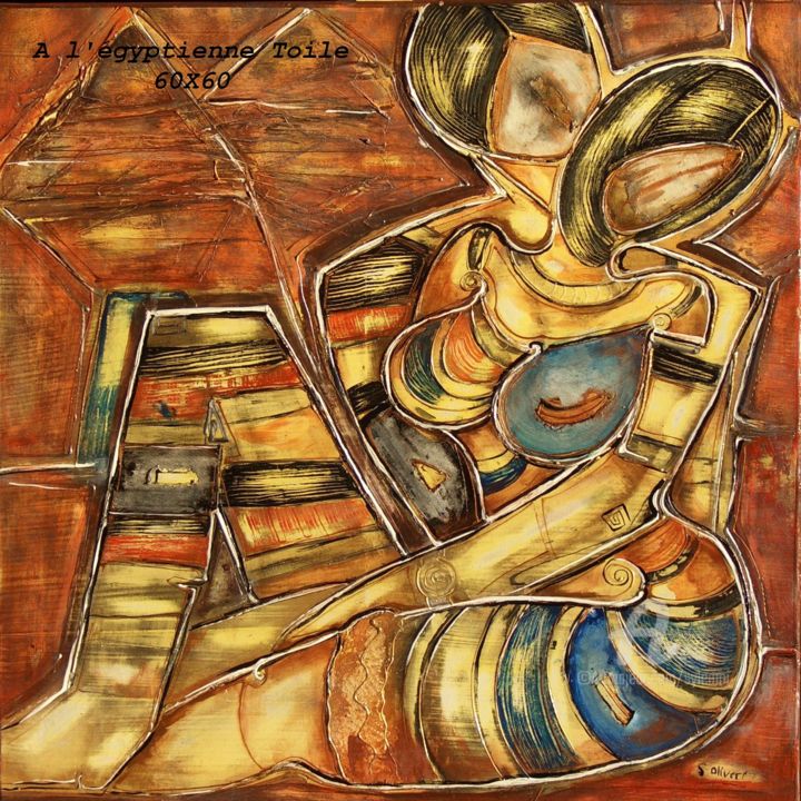 Pintura titulada "A l'Egyptienne" por Sylvie Oliveri, Obra de arte original, Acrílico