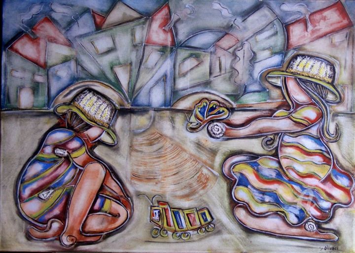 Peinture intitulée "Lola et Lulu" par Sylvie Oliveri, Œuvre d'art originale, Acrylique