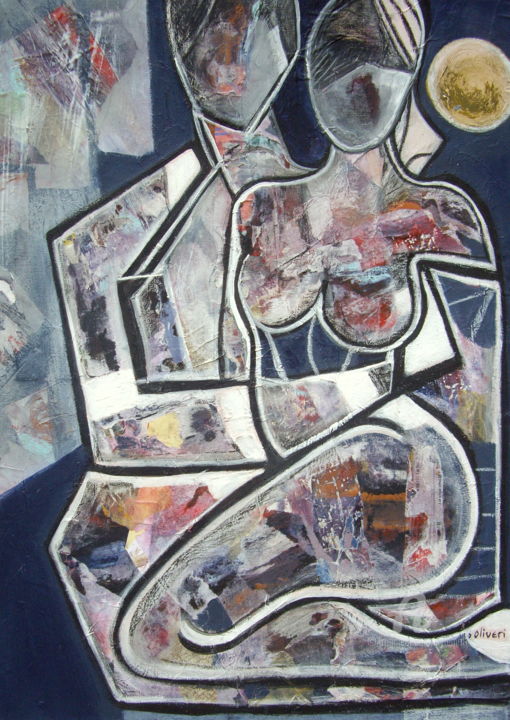 Картина под названием "Les amoureux de la…" - Sylvie Oliveri, Подлинное произведение искусства, Акрил
