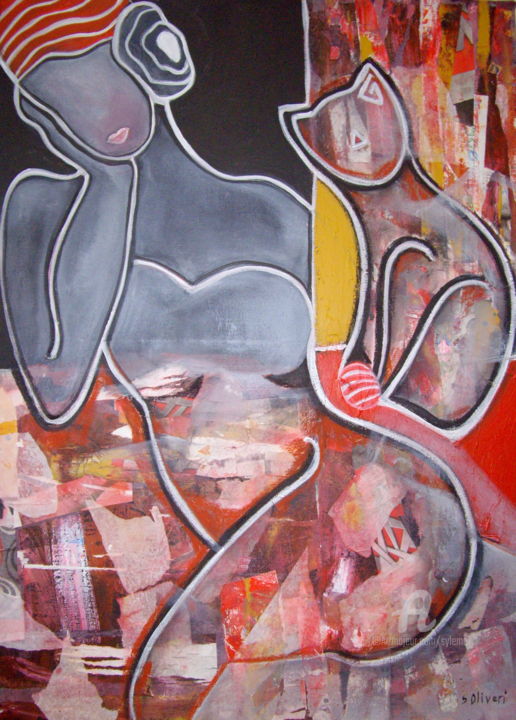 Pintura intitulada "Qu'est-ce- qu'elle…" por Sylvie Oliveri, Obras de arte originais, Acrílico