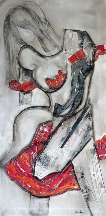 Painting titled "Les danseurs en rou…" by Sylvie Oliveri, Original Artwork, Acrylic