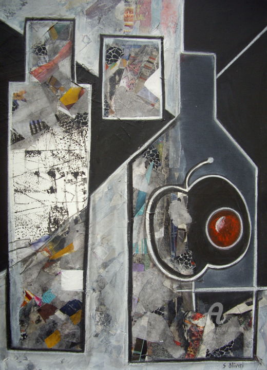 Картина под названием "Une histoire de pot…" - Sylvie Oliveri, Подлинное произведение искусства, Акрил