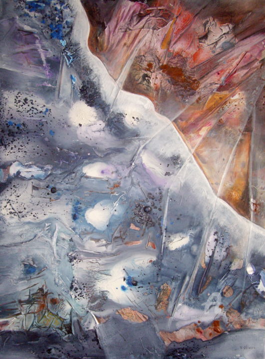 Painting titled "Eaux et matières 4.…" by Sylvie Oliveri, Original Artwork, Acrylic