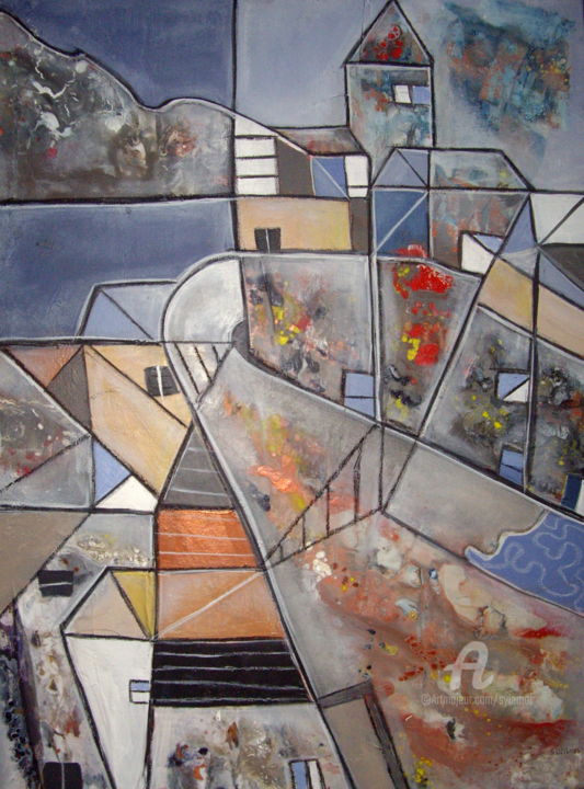 Peinture intitulée "A travers les murs…" par Sylvie Oliveri, Œuvre d'art originale, Acrylique