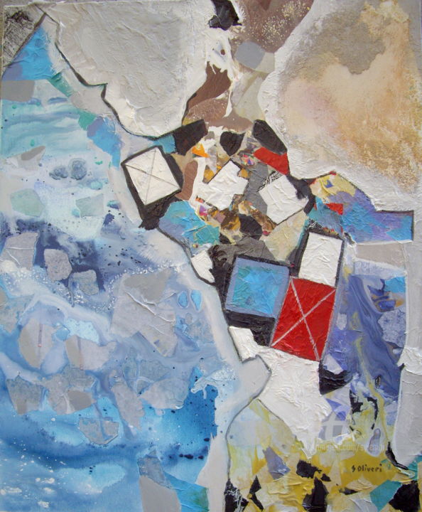 Painting titled "Vue du ciel" by Sylvie Oliveri, Original Artwork, Acrylic