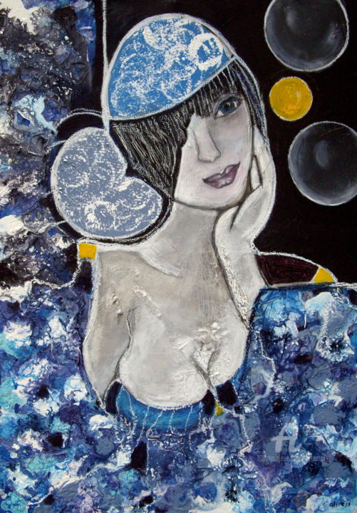 Painting titled "Recherche d'inspira…" by Sylvie Oliveri, Original Artwork, Acrylic