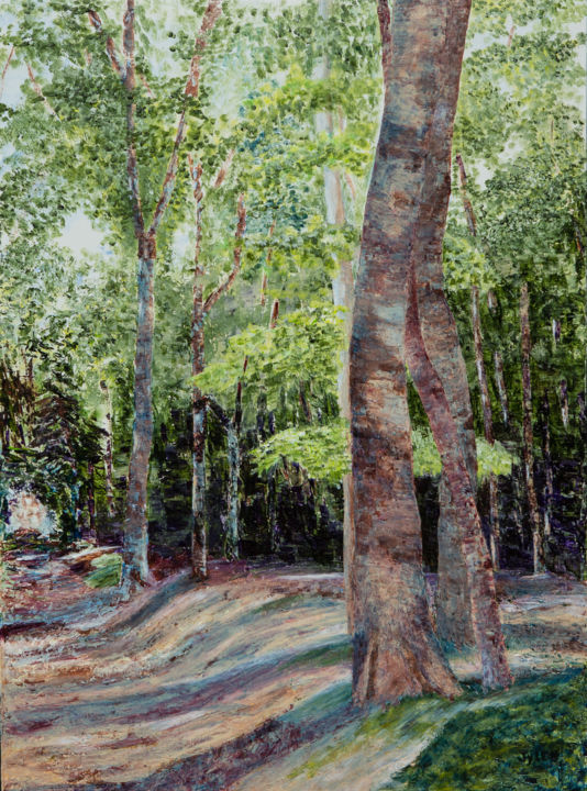 Peinture intitulée "Sous-bois 3" par Sylen, Œuvre d'art originale, Acrylique