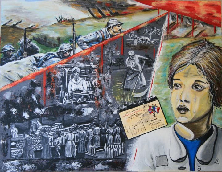Peinture intitulée "les femmes en 14-18" par Nys, Œuvre d'art originale, Acrylique